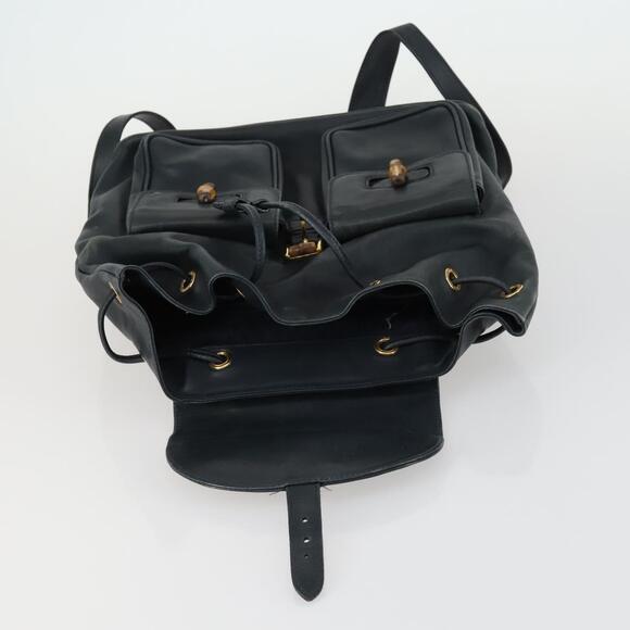 GUCCI Bamboo Backpack Leather Black Gold 003 2058 0016 Auth 156418 main image 15
